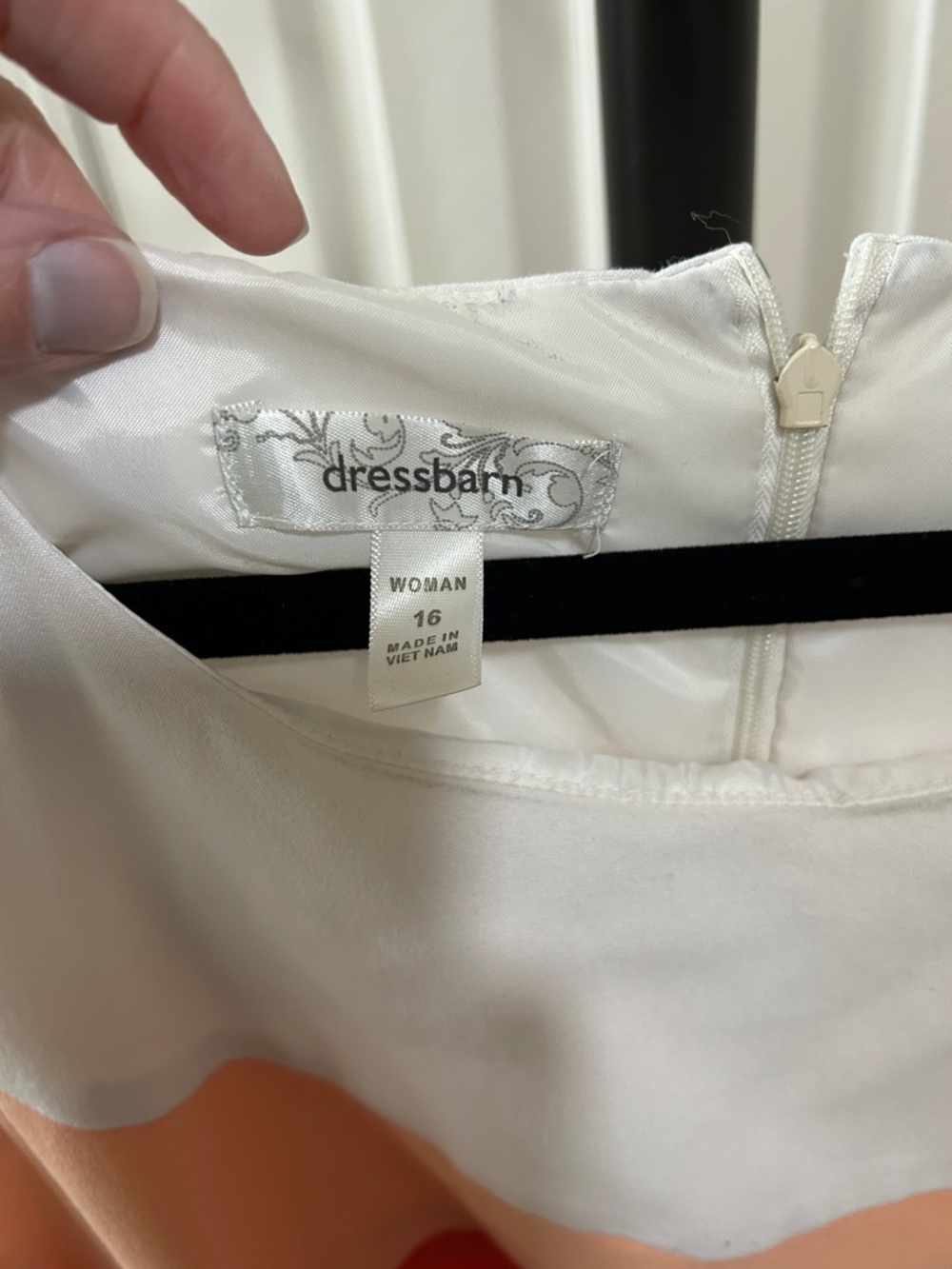 dressbarn White, Peach & Red Colorblock Sleeveless Midi Dress - Picture 2 of 4